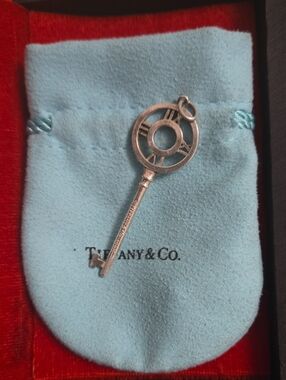 Tiffany & Co. Silver Atlas Key Pendant with Blue Dust Pouch
